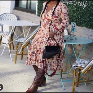 Fall leaf print pleated midi dress, *NO RETURN*